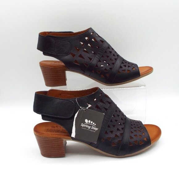 Spring Step Dorotha Black Leather Sandals Size 40 EUR Size 9 US - Picture 2 of 11